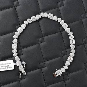 Bracelet en moissanite multi-formes 4 CTW |   Formes ovales, carrées, en forme de cœur, en forme de poire |   Couleur VVS D |   Argent sterling 925 massif, largeur 6 mm | - Product Image 2