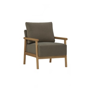 Sillón Moderno con Detalles en Madera, Tapizado, Acolchado, para Sala de Estar, Hotel o Apartamento - Product Image 1