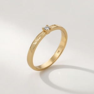 Anillo de Compromiso de Oro Sólido de 18K con Baño de Rodio y Grabado de Montaña con Diamantes para Mujer, Joyería Fina Minimalista de Lujo para Boda, Personalizable OEM - Product Image 4