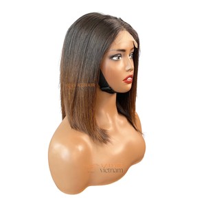 Pelucas de Cabello Humano Bob con Capas, Corte Recto, Puntas Marrones, Súper Doble Trama, Pelucas de Encaje Suizo 2x4 2x6, Cabello Vietnamita Virgen - Product Image 3