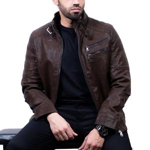 แจ็คเก็ตหนัง ดีไซน์ใหม่ ผลิตตามสั่ง แฟชั่นทันสมัย แจ็คเก็ตบอมเบอร์หนังแกะสีแทน หนังแกะแท้ สำหรับผู้ชาย ฤดูหนาว - Product Image 1