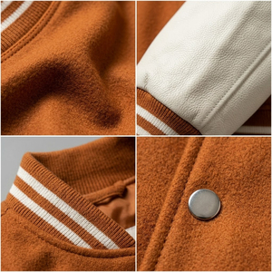 Veste universitaire Texas pour homme, orange et blanche, manches brodées, style bomber, vêtements décontractés d'hiver, service OEM - Product Image 5