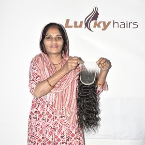 100% Mejor Proveedor al por Mayor de Cabello Humano Indio de Templo, Cierre de Cabello Virgen Remy sin Procesar, Ondulado Suelto, Textura Ondulada Profunda, Sin Enredos - Product Image 5