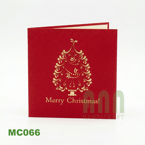 ANN HANDICRAFT MC066 Custom 3D Pop-up Vietnam Origin <b>Embossed</b> Paper Matte Varnishing Greeting <b>Card</b> Christmas Tree Reindeer - Product Image 6