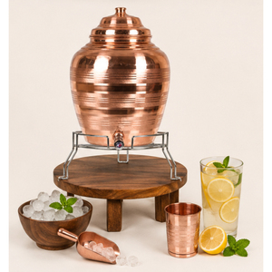 Distributeur d'eau en cuivre de qualité export avec support et robinet, réservoir de stockage d'eau martelé pour usage domestique - Product Image 4