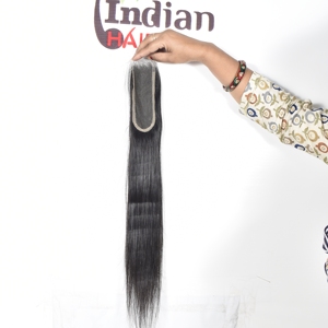 Closure 2*6 Cheveux indiens lisses 100% couleur naturelle pour femmes, non traités, cuticules alignées, style cheveux ondulés profonds, vente en gros - Product Image 1