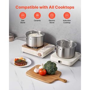 Pentola Antiaderente in Acciaio Inox da 4 Qt con Coperchio in Vetro, Multifunzione, Piccola Pentola per Cucinare - Product Image 5
