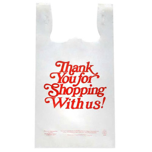 Bolsas de Compras de Plástico Reciclables con Refuerzo Lateral y Asa de Mano, Personalizables con Impresión de Agradecimiento, Tipo Camiseta, Listas para Usar - Product Image 3