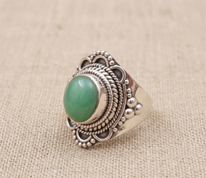 925 Sterling Silver Green Chrysoprase <b>Statement</b> <b>Ring</b> Vintage Boho Handmade Gemstone <b>Ring</b> Women Yellow Gold Rose Gold Plated <b>Ring</b> - Product Image 5