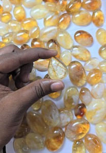 พลอยซิทรินคุณภาพสูงจากธรรมชาติ 100% ราคาขายส่ง พลอยซิทรินแบบคาโบชองทำมือ สำหรับทำเครื่องประดับพลอยซิทริน - Product Image 1