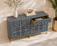 Buffet de rangement pliable en bois massif avec incrustations osseuses, design moderne, pour chambre, salon, hôtel, appartement