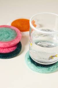 <b>Top</b> Quality Customize Square Round Epoxy Wood <b>Resin</b> Coaster With Holder Set kitchen accessories <b>resin</b> by fashion craft india - Product Image 2