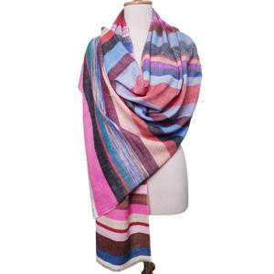 Chal y Bufanda de Cachemira Dobby Hecho a Mano con Patrón Otoñal, Reversible, Bicolor, para Mujer, Marrón, Largo, Cálido, Estilo Vintage - Product Image 4