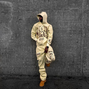 Conjuntos Deportivos Personalizados con Logotipo Serigrafiado, Sudadera con Capucha, Pantalones 100% Algodón de Pierna Recta, Sudadera con Forro Interior de Satén - Product Image 3