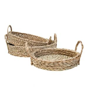 Ensemble naturel de 3 plateaux en jonc de mer, plateau de rangement, plateau de service décoration de la maison de Viettimecraft vente en gros - Product Image 2