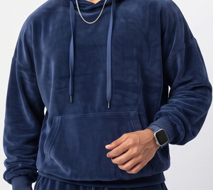 <b>Men</b> Oversize Heavyweight Velour Hoodie And Sweatpants Jogger Set Long Sleeve Drop Shoulder Loose Fit Winter Tracksuit <b>Men's</b> - Product Image 3