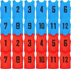 Chaleco de Entrenamiento de Fútbol Unisex, Camiseta de Malla sin Mangas, Numerada del 1 al 12, Azul y Rojo, Transpirable, Ropa Deportiva para Adultos, para Todas las Temporadas - Product Image 1