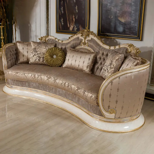 Ensemble de canapés sectionnels de luxe de style baroque français, sculptés à la main en bois de mahogany massif, rembourrés, meubles de salon classiques royaux pour villa - Product Image 3