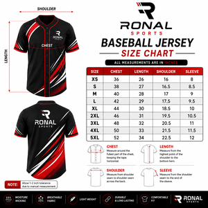 เสื้อเบสบอล RONAL SPORTS สีดำ แดง ขาว สำหรับผู้ชาย แขนสั้น ระบายเหงื่อได้ดี พิมพ์ลายแบบ Sublimated ทรงปกติ เสื้อผ้าสำหรับผู้ใหญ่ - Product Image 6