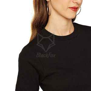 T-shirt noir à manches courtes pour femme BlackFox, col rond, coupe ample, longueur normale, jersey de coton, logo imprimé, vêtements décontractés - Product Image 5