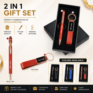 Custom Logo Personalized <b>Printing</b> Metal Pen and Keychain Gift Set Red Business Promotional Giveaway for Corporate Gifting - Product Image 5