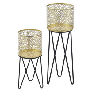 Elegante Macetero de Metal Hecho a Mano con Soporte de Hierro, Maceta Estilosa para Interiores/Exteriores, Decoración para Hogar y Jardín, Cromado con Drenaje - Product Image 5