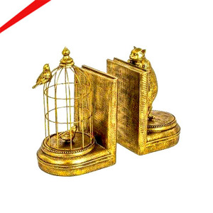 Serre-livres décoratifs en métal pour livres illustrés et pour ajouter une touche amusante à la décoration de la pièce, support à livres en forme de grotte d'oiseaux royaux - Product Image 1