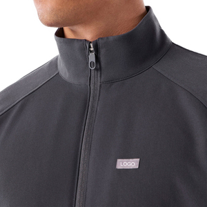 Blouse médicale en jersey Spandex/Polyester de haute qualité, design veste côtelée à manches longues avec fermeture éclair, uniforme chaud à boutons-pression sur le devant pour hommes, hôpital - Product Image 4