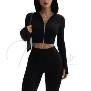 Conjunto de Yoga de 5 Piezas para Mujer al por Mayor, Ropa Deportiva con Logotipo Personalizado, Top de Manga Larga, Leggings Levanta Glúteos, Ropa de Gimnasio, Traje de Entrenamiento - Product Image 3