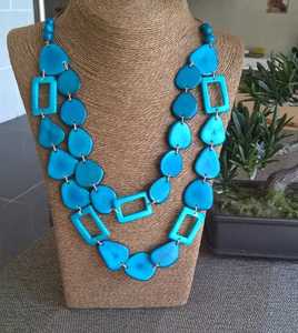 Collier en résine turquoise en forme de goutte d'eau B.H CRAFTS BH-1386, certifié IGI, bijoux de mode vintage pour femmes - Product Image 3