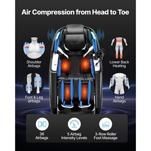 Sillón de Masaje de Doble Núcleo 4D+3D de Cuerpo Completo con Control por Voz IA, Reposapiés Extensible y Riel SL Eléctrico TFT para Yoga Profundo - Product Image 5