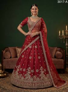 Indian Bridal Wear Velvet Collections for Bride with Zarkhan Work by Fabzone Model FZBELLA - Product Image 3