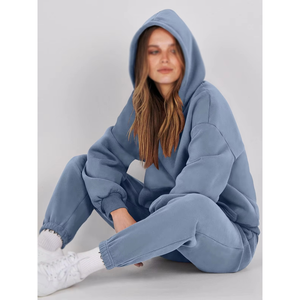 Conjunto Deportivo de 2 Piezas para Mujer, 100% Algodón, Resistente al Viento, Sudadera con Capucha Extra Grande, Pantalones Deportivos, Traje Deportivo para Otoño - Product Image 6