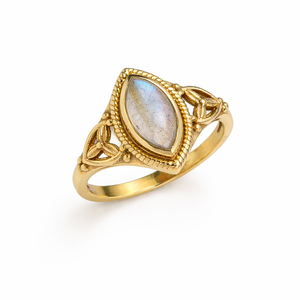 Natural <b>Labradorite</b> Marquise Brass <b>Ring</b> Modern Celtic Filigree Shopping Handmade Elegant Jewelry for Women - Product Image 1