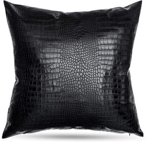 Square Black Pillow 20x20in Crocodile Texture Waterproof Home Decor - Product Image 3