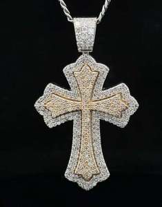 Pendentif Croix Luxe Iced Out avec Moissanite VVS, Bijoux Hip Hop, Collier Bling en Argent et Or - Product Image 2