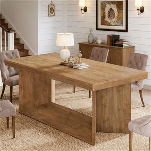 Tavolo da Pranzo Rettangolare in Stile Rustico per Soggiorno e Cucina, Eleganti Tavoli da Pranzo - Product Image 3