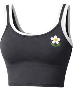 Conjunto de dos piezas para mujer: top corto color carbón y minifalda, bra deportivo sin mangas, ideal para yoga, gimnasio, fitness, casual, verano. - Product Image 2