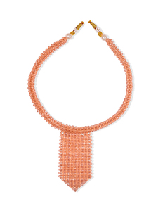 สร้อยคอพู่ประดับลูกปัดสีพีชสำหรับผู้หญิง - Product Image 3