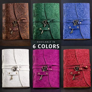 Cuaderno de tapa dura de cuero genuino con diseño floral vintage NEW ERA NEE-1000, tamaño A5, cosido a mano, papel de algodón. - Product Image 2