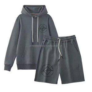 Sudadera con capucha y pantalones cortos personalizados para hombre, conjuntos de sudaderas Unisex, Impresión de logotipo personalizado, bordado, estilo informal, algodón y poliéster - Product Image 6