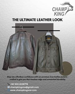 Men's Vintage Olive Green <b>Leather</b> <b>Jacket</b> with Flap Pockets - Product Image 1