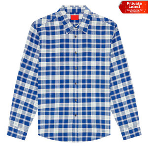 Camisa de Franela Personalizada para Hombre al por Mayor, Camisa a Cuadros con Botones, Camisa de Franela Estampada Personalizada OEM, Camisa a Cuadros de Manga Larga de Algodón - Product Image 1