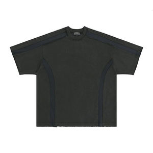 Camiseta de manga corta oversize para hombre, estilo streetwear, gris liso, de punto transpirable, corte holgado, cuello redondo, elegante, venta al por mayor - Product Image 4