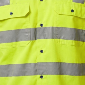 Chemise de travail de sécurité fluorescente avec col marine, bandes réfléchissantes croisées au dos et poignets à boutons pour vêtements de travail personnalisés en gros - Product Image 4