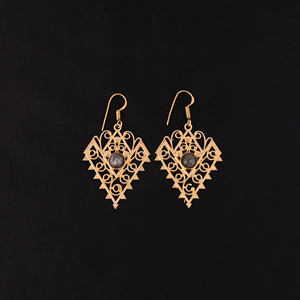 Caribbean Labradorite Brass Handmade Trendy Drop <b>Earrings</b> 65x35MM Size - Product Image 2
