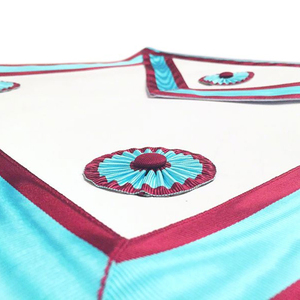 Custom Embroidered Masonic <b>Apron</b> Red <b>White</b> Blue Trim Classical Style Freemason Regalia Ceremonial Accessory - Product Image 3