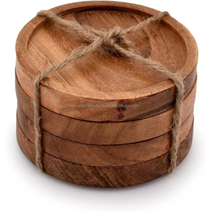 Natural Round Wooden <b>Coasters</b> <b>Set</b> <b>of</b> <b>6</b> | Handcrafted Eco-Friendly Drink <b>Mats</b> | Rustic <b>Table</b> Decor - Product Image 1