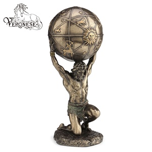 DISEÑO VERONESE - ATLAS CON LA ESFERA CELESTE (LA ESFERA NO ES ABIERTA) - ARTESANÍA DE RESINA DE LUJO PINTADA A MANO, ESTILO GRACIA ROMA - Product Image 2