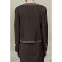 Ensemble de costume deux pièces de haute qualité pour femmes, veste élégante à nœud papillon, jupe longue à imprimé floral, 100% coton, fabrication au Vietnam
